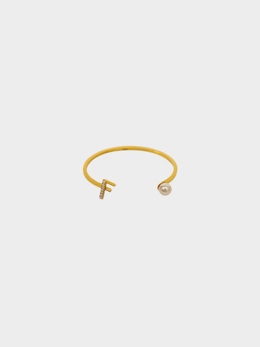 Fendi 2020s Gold First Pearl Bangle