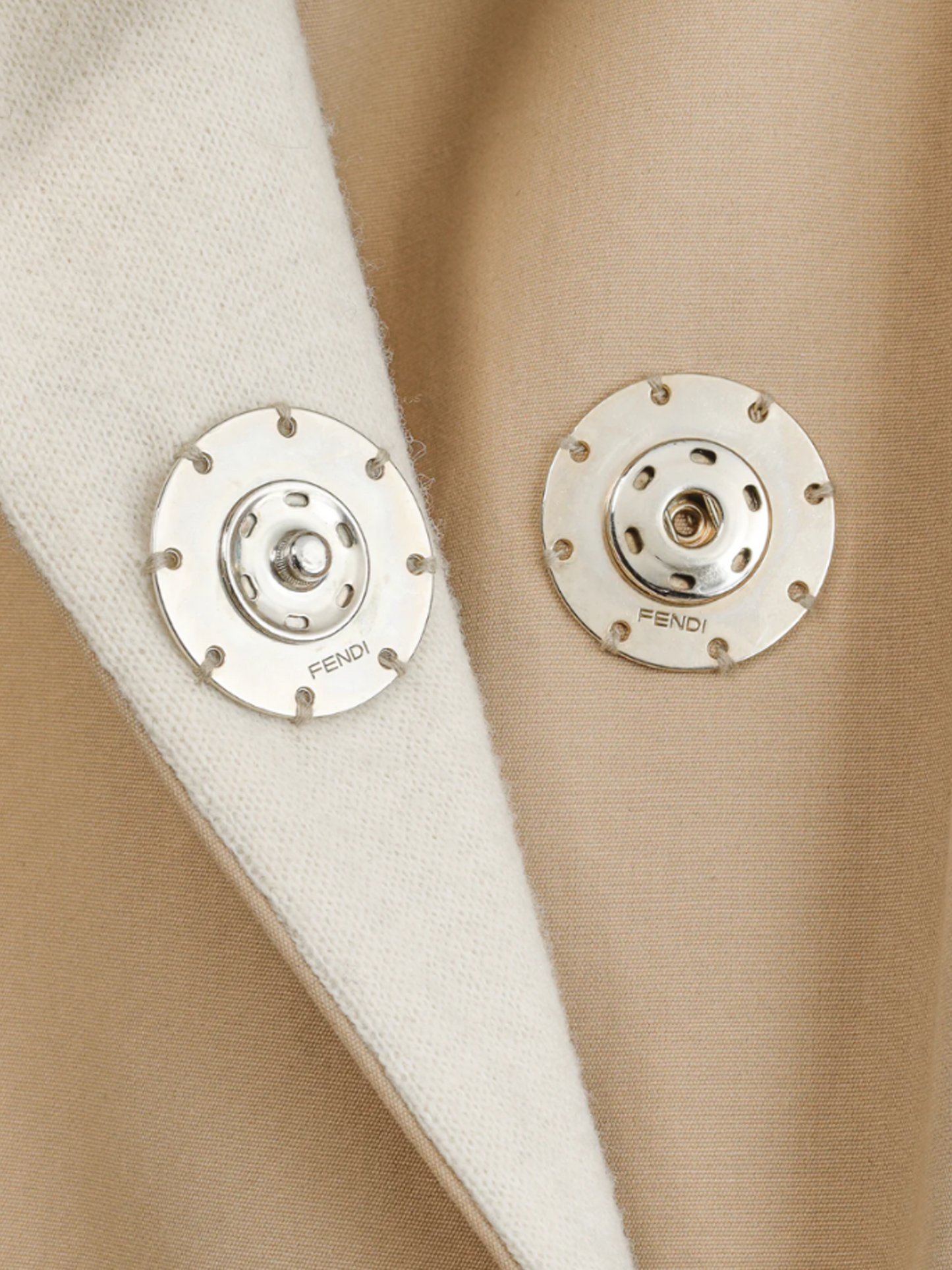 Fendi 2000s Tan Cotton Belted Pleated Sleeve Trench Coat