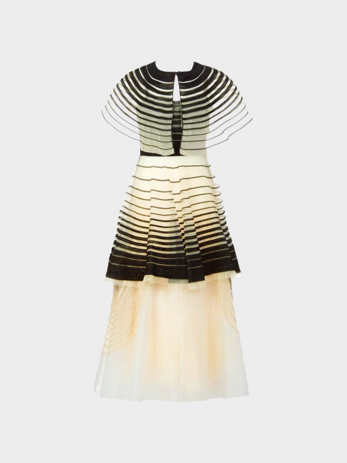 Fendi by Karl Lagerfeld SS 2008 Runway Black Cut Out Dress Cape Skirt Set