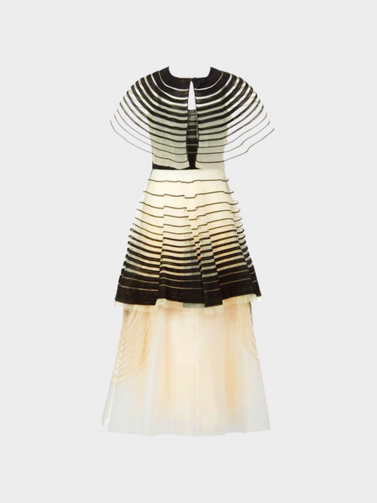 Fendi by Karl Lagerfeld SS 2008 Runway Black Cut Out Dress Cape Skirt Set