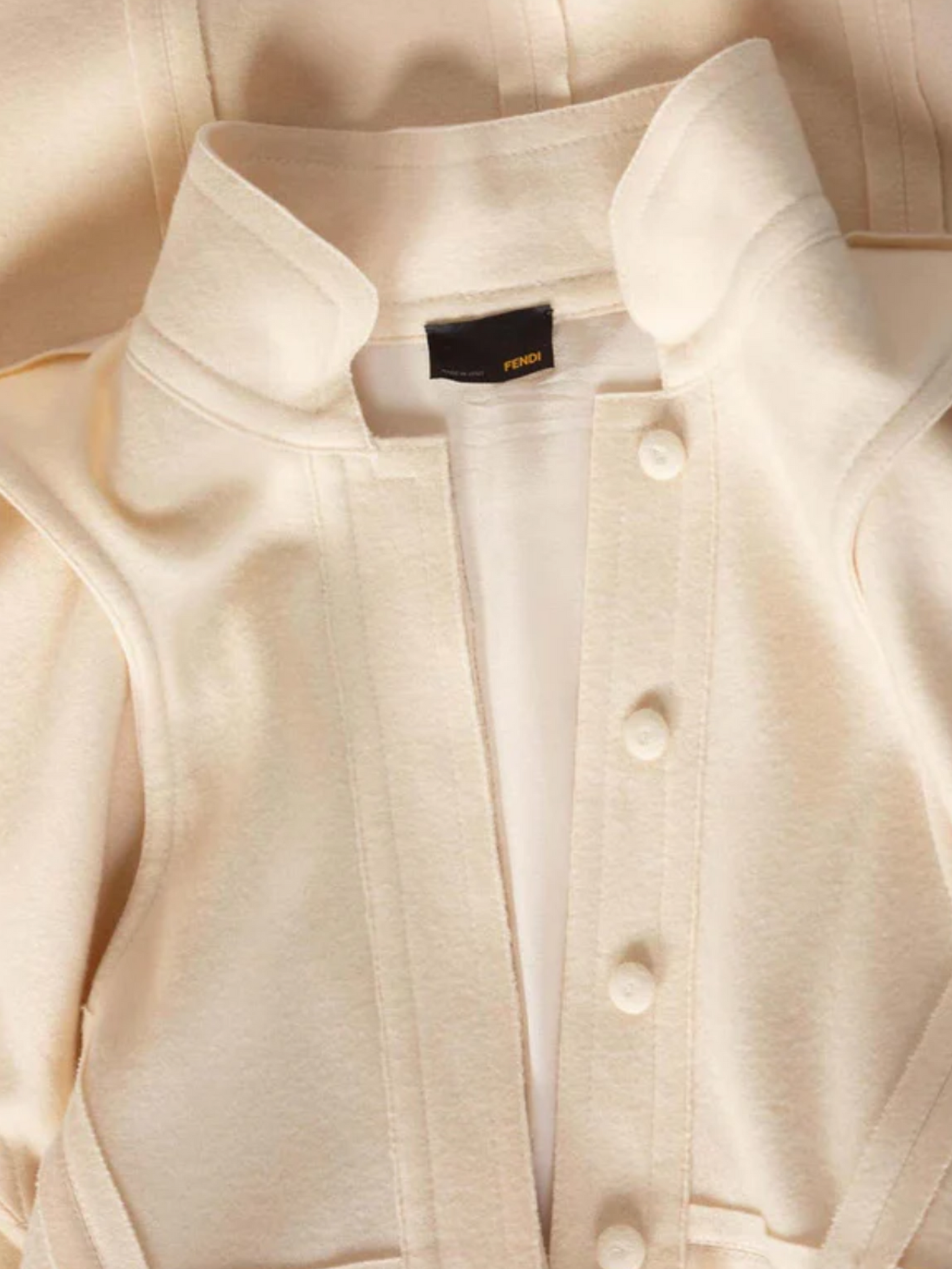 Fendi 2008 Ivory Sculpted Wool Short Sleeve Dress