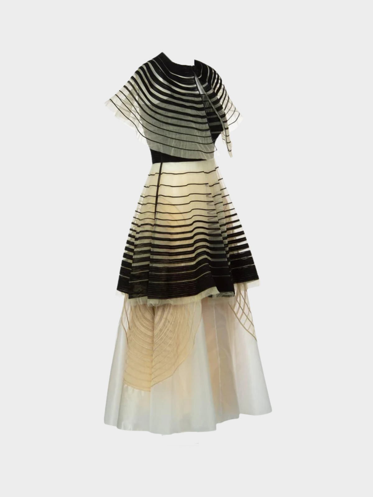 Fendi by Karl Lagerfeld SS 2008 Runway Black Cut Out Dress Cape Skirt Set