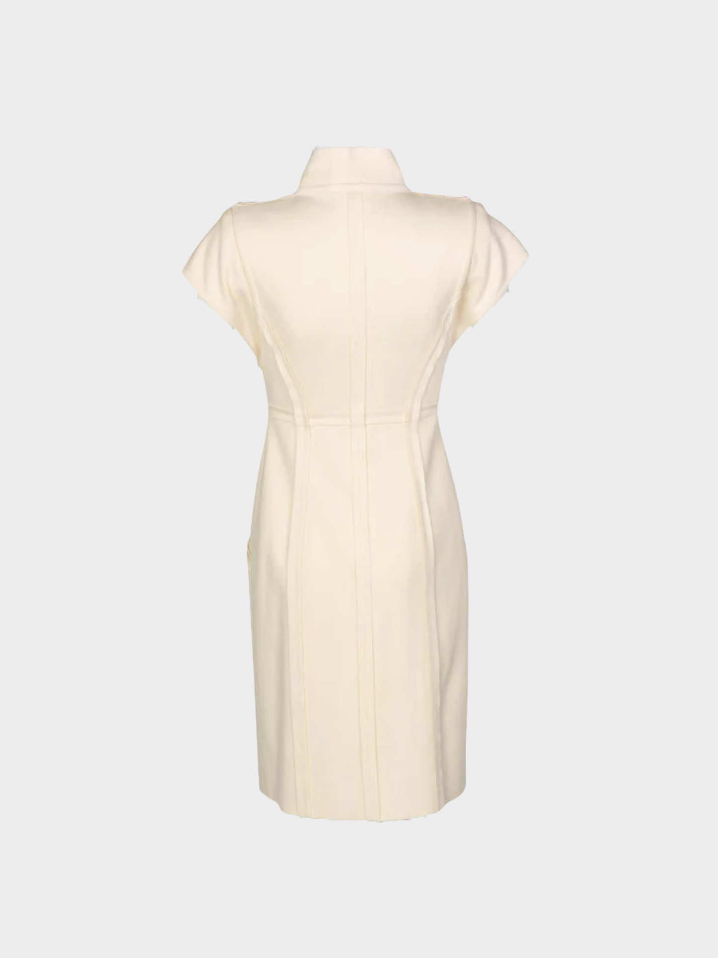 Fendi 2008 Ivory Sculpted Wool Short Sleeve Dress