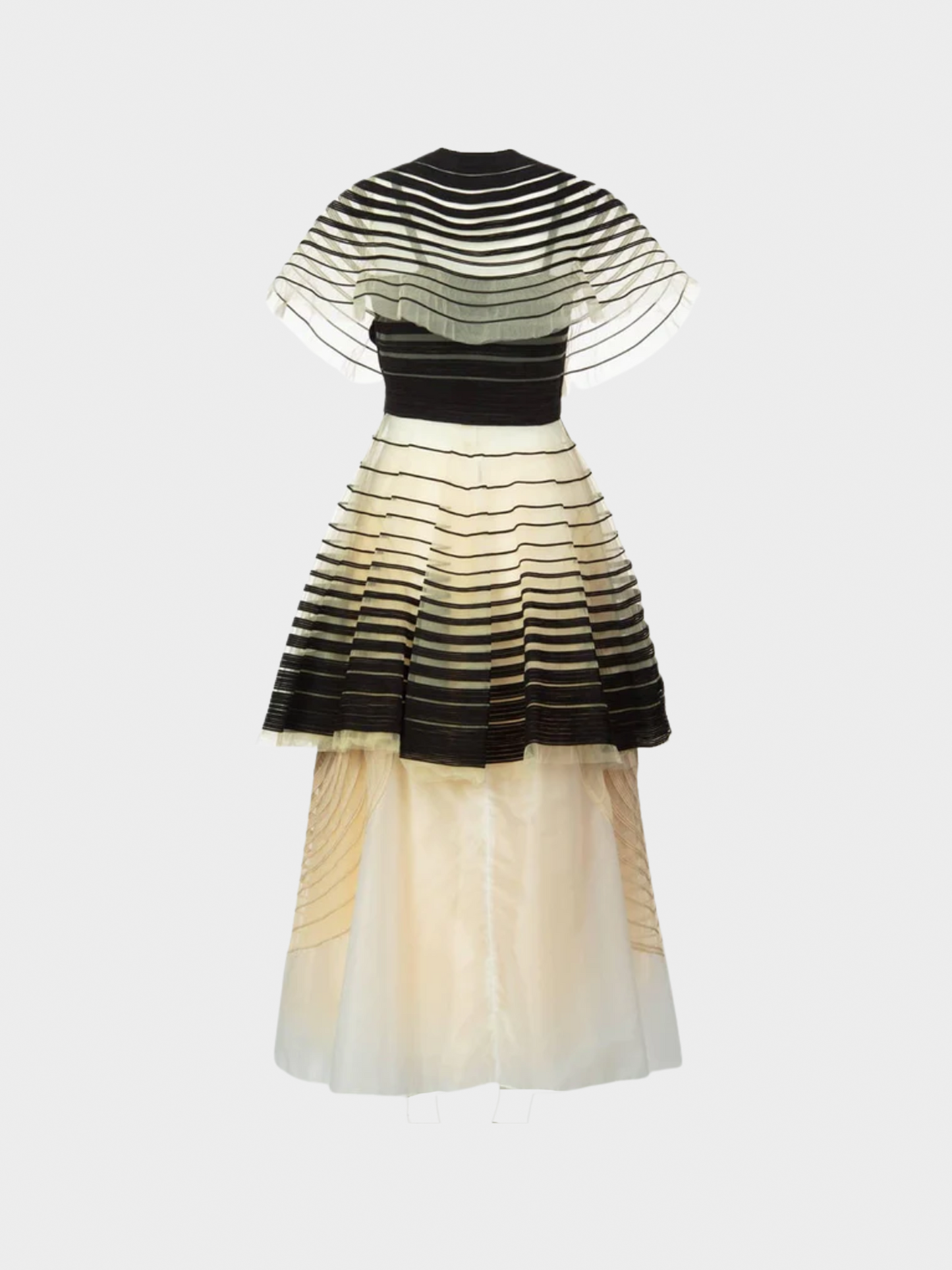 Fendi by Karl Lagerfeld SS 2008 Runway Black Cut Out Dress Cape Skirt Set