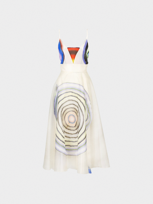 Fendi SS 2008 Off-White Silk Printed Dress