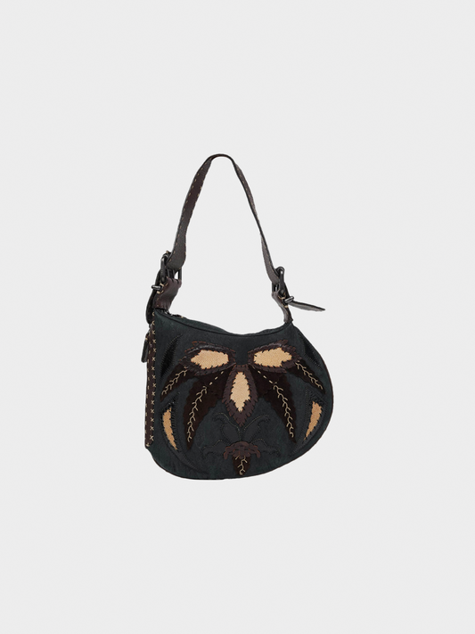 Fendi FW 2002 Oyster Exotic Stingray Trimmed Leather Bag