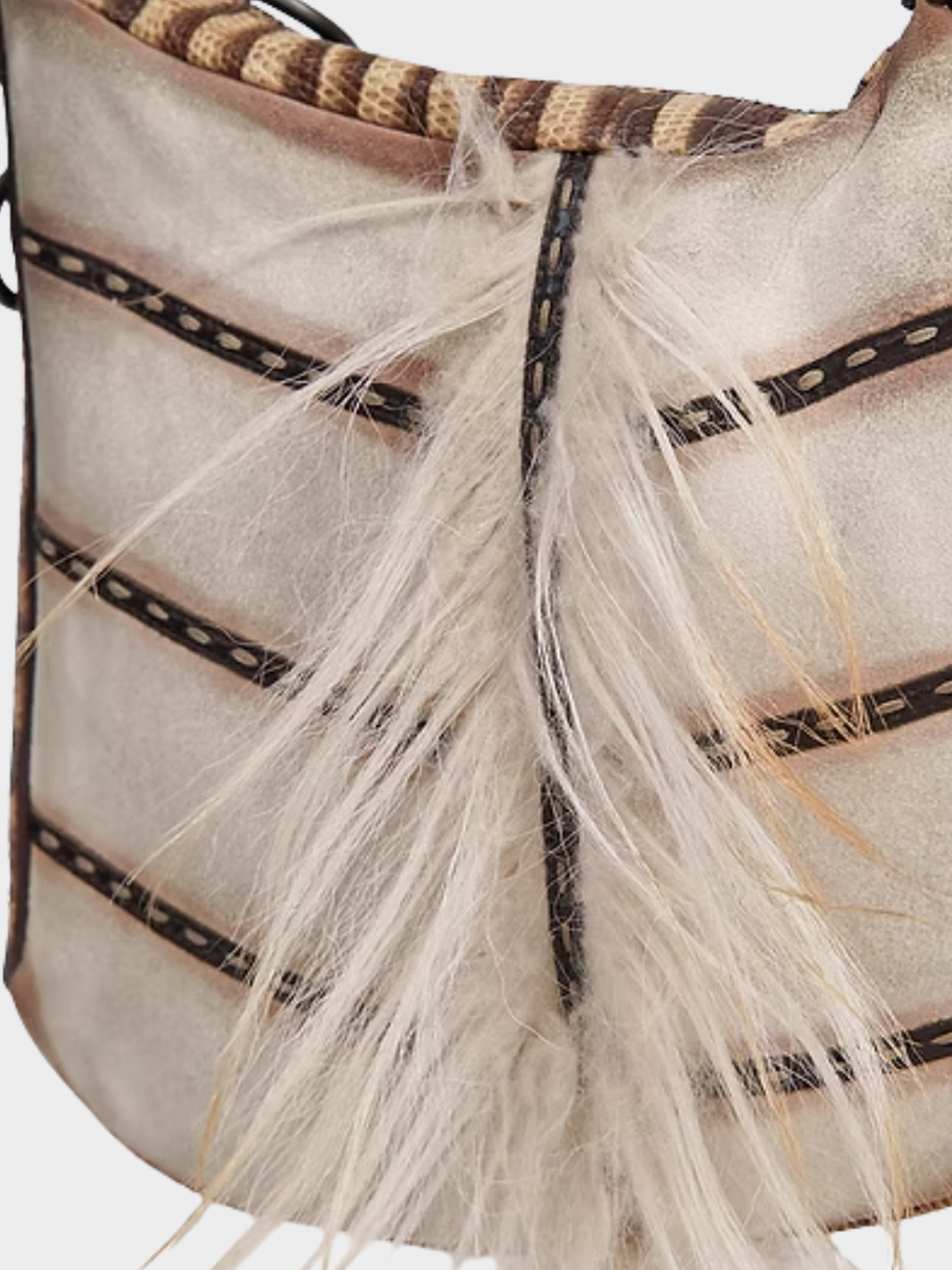 Fendi FW 2002 Runway Beige Suede Oyster Fur Bag