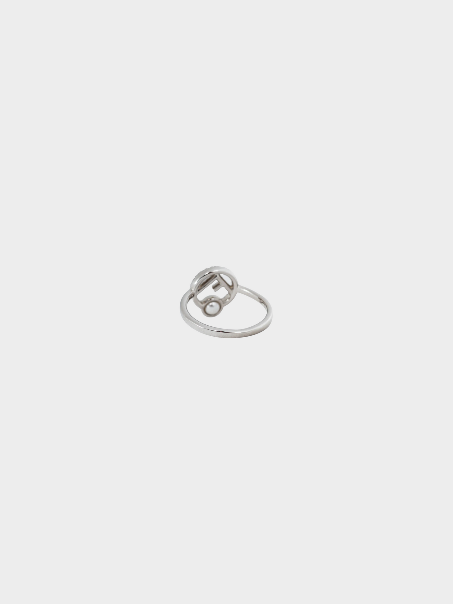 Fendi 2020s F is Fendi Pearl & Crystal Palladium-Plated Ring