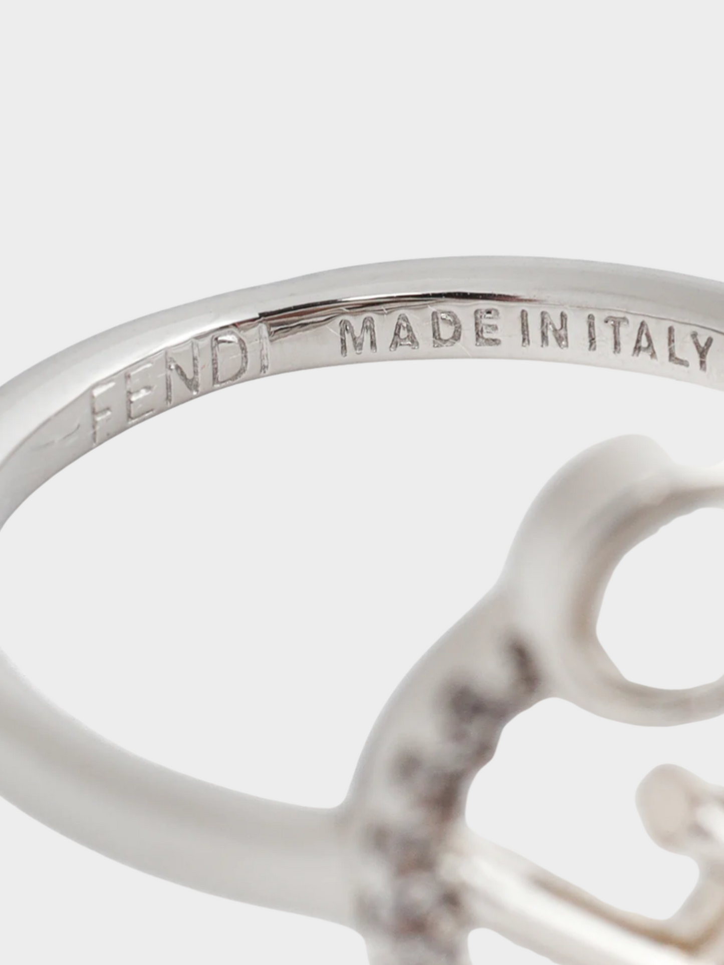Fendi 2020s F is Fendi Pearl & Crystal Palladium-Plated Ring