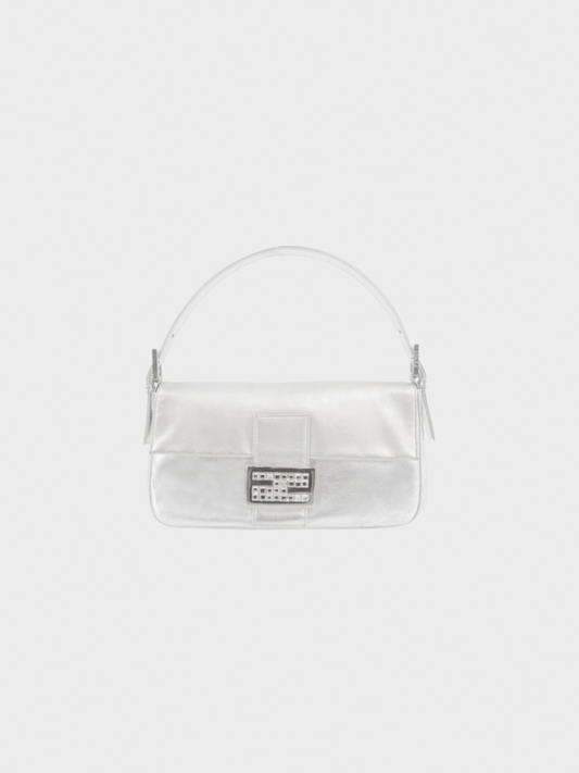 Fendi 2000s Metallic Silver Baguette
