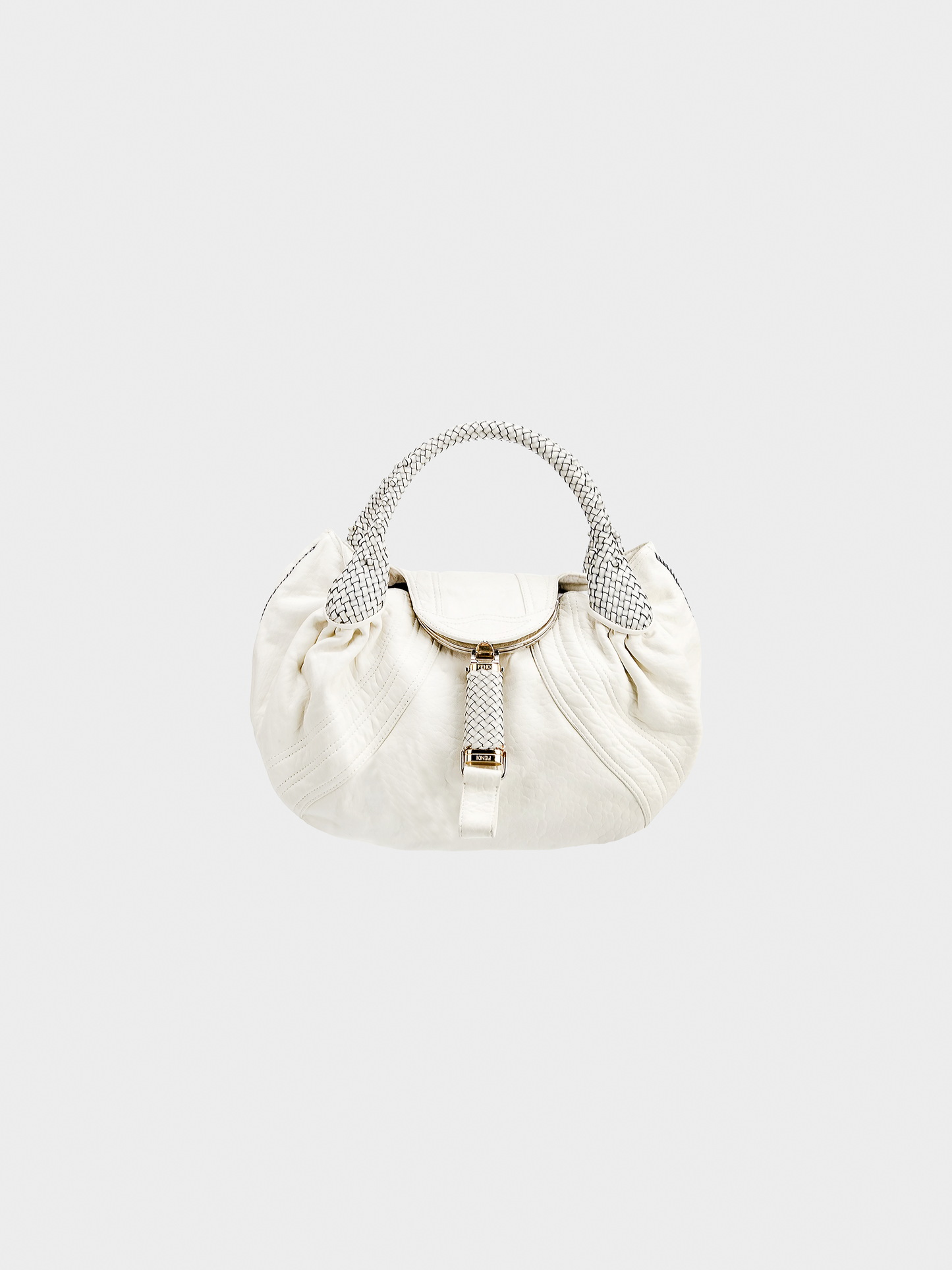Fendi 2000s White Leather Nappa Nuvolata Spy Bag