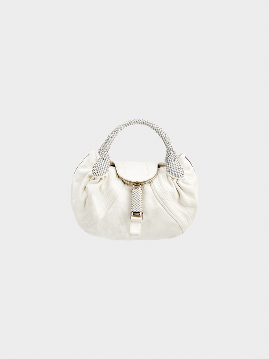Fendi 2000s White Leather Nappa Nuvolata Spy Bag