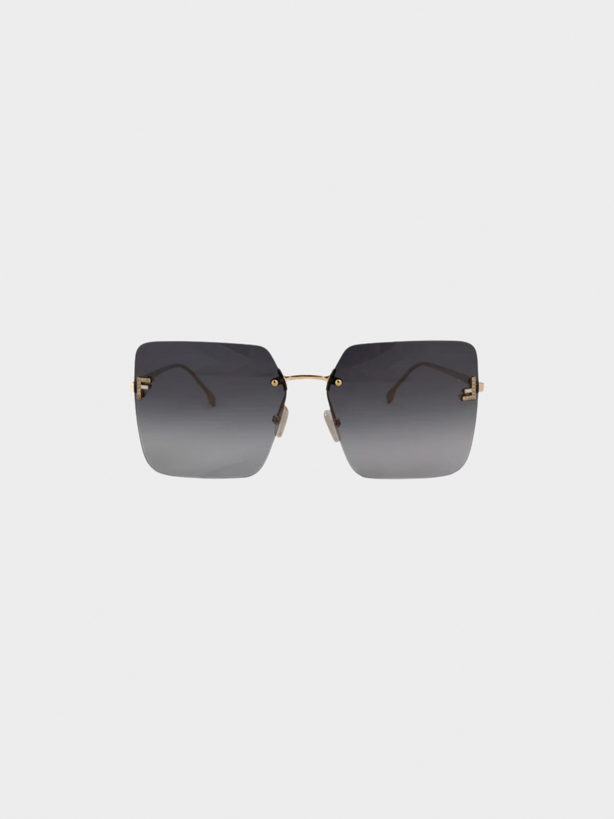 Fendi 2010s First Gold-Tone FF-Crystal Square Sunglasses