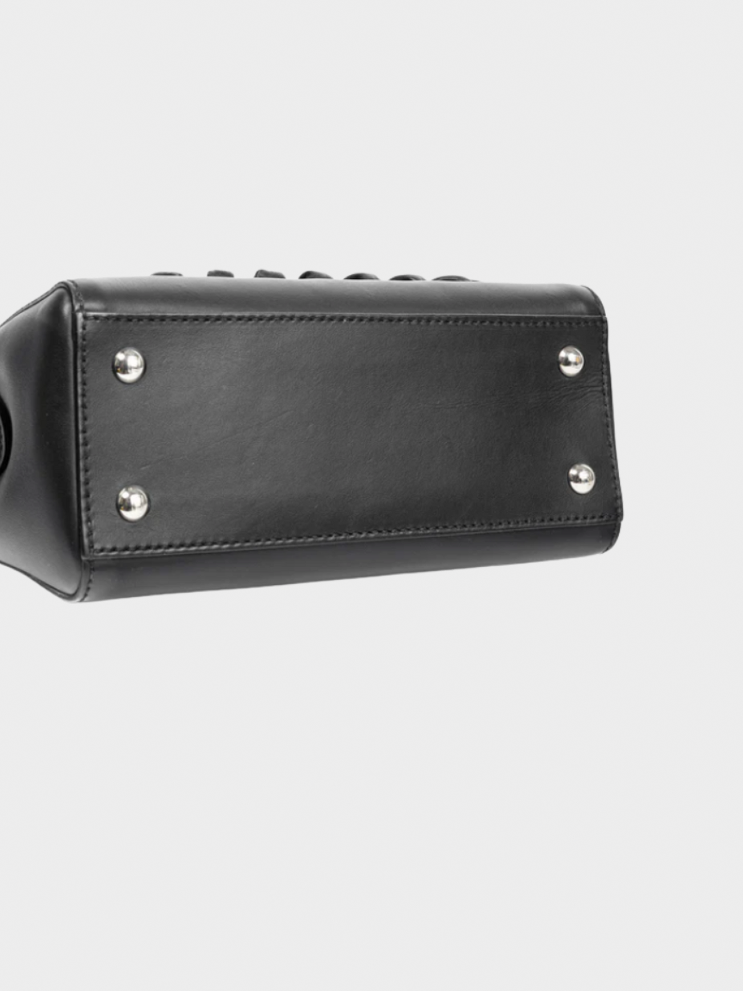 Fendi 2016 Black Dotcom Whipstitch Leather Satchel