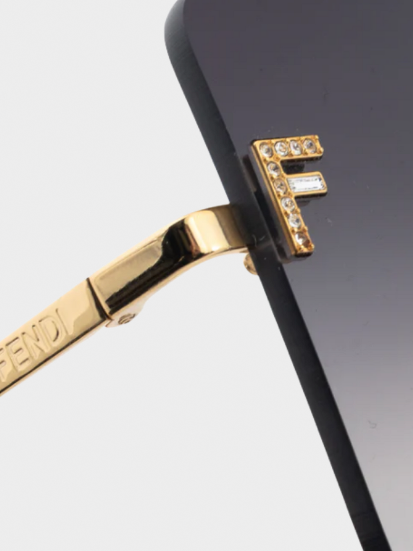 Fendi 2010s First Gold-Tone FF-Crystal Square Sunglasses