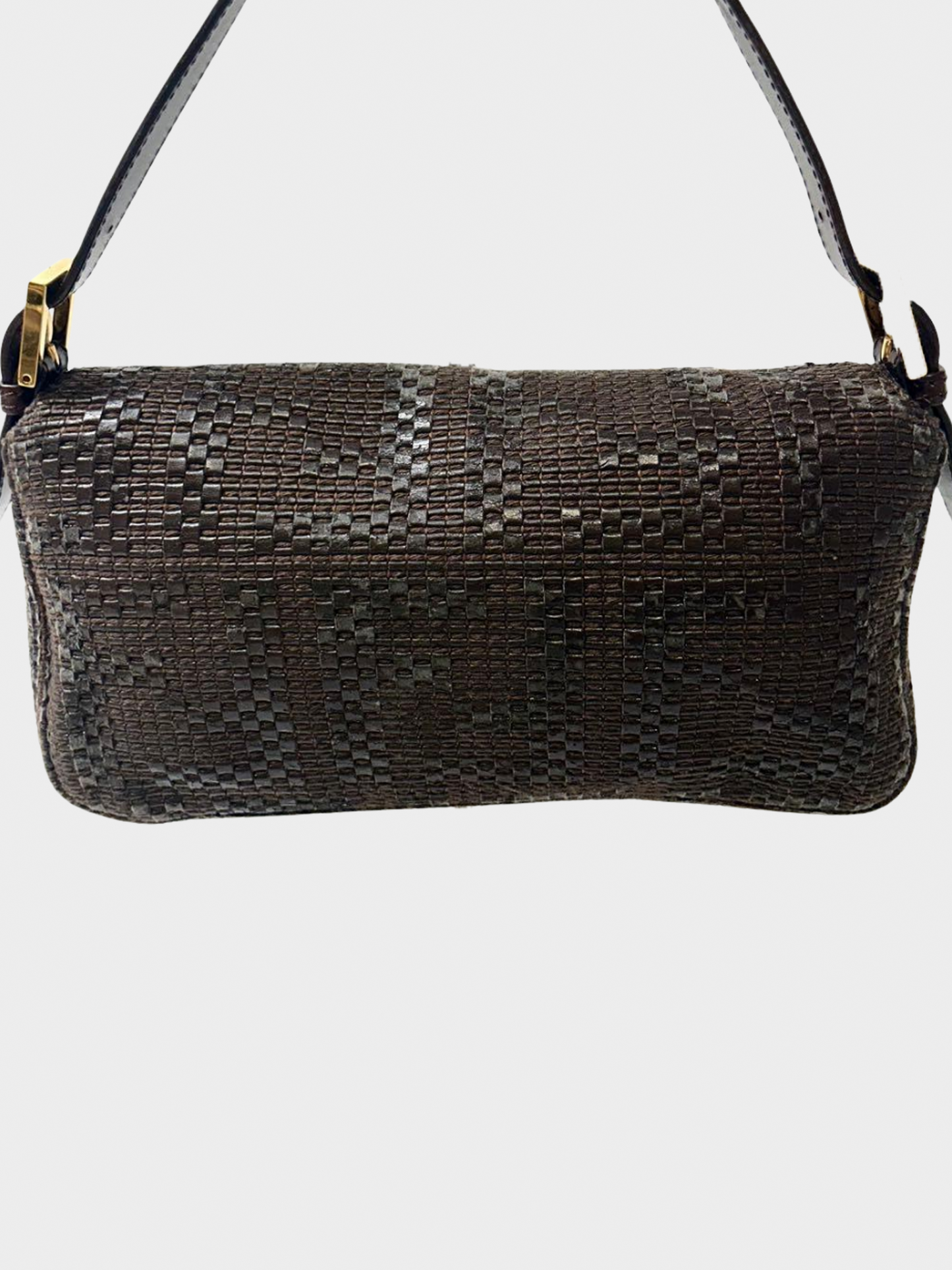 Fendi 2000s Brown Baguette Leather One-Shoulder Bag