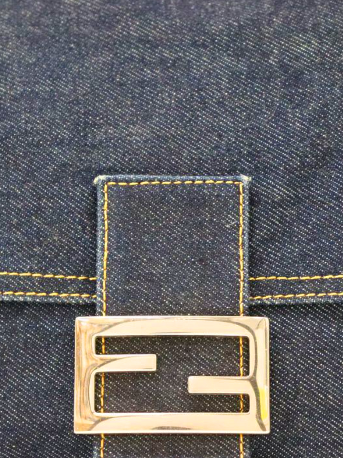 Fendi 2000s Dark Blue Denim Mama Baguette Bag