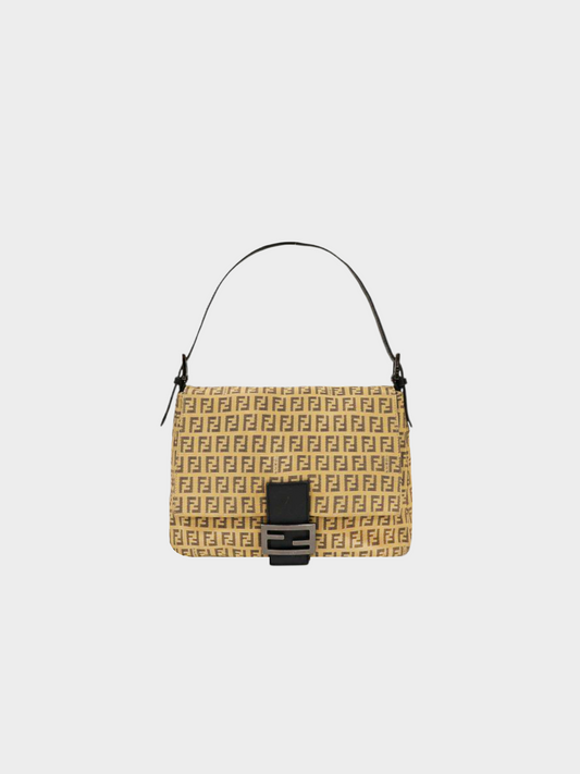 Fendi 2000s Beige Zucchino Mamma Baguette Bag
