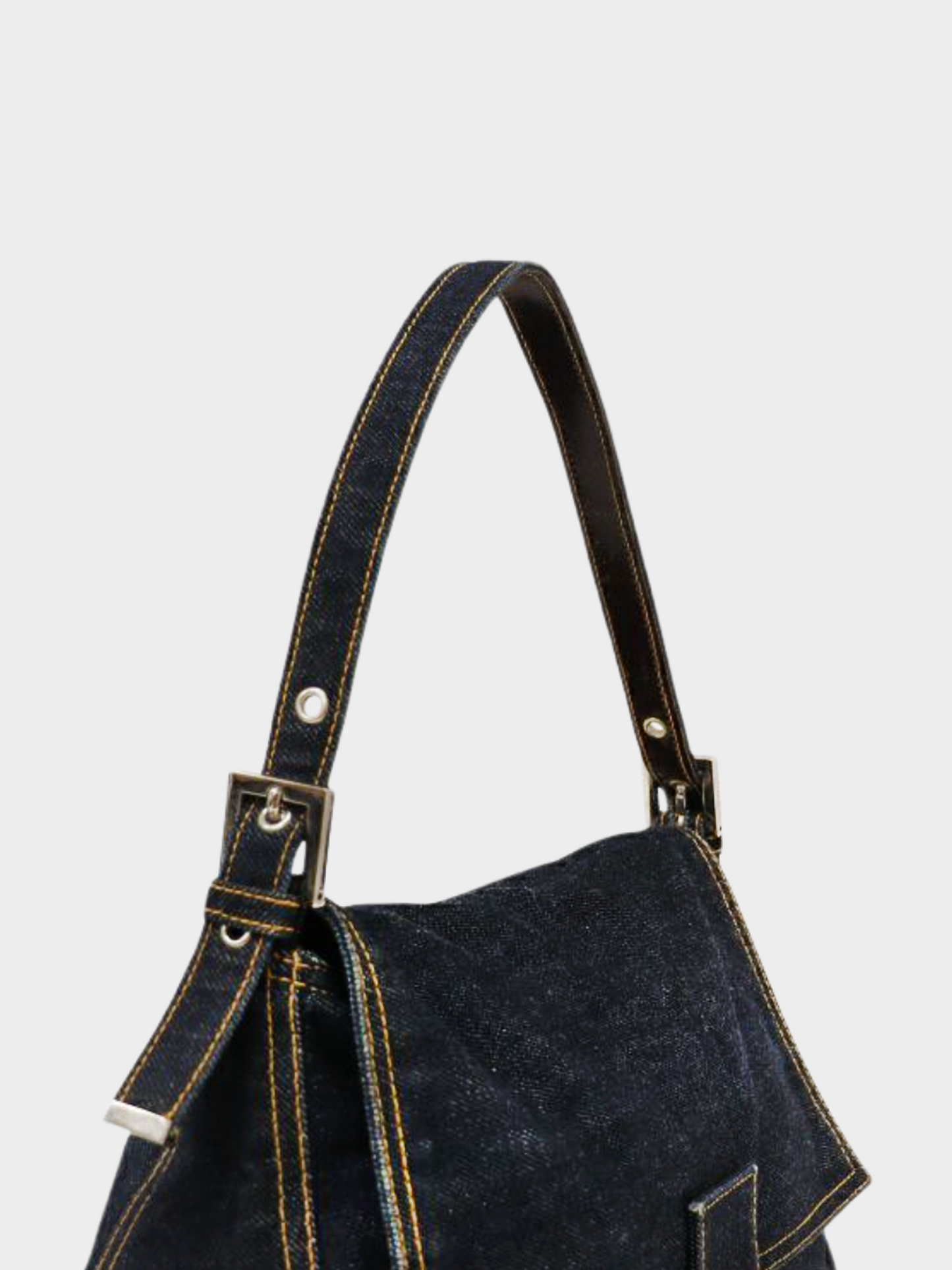 Fendi 2000s Dark Blue Denim Mama Baguette Bag