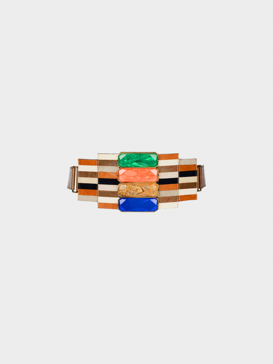 Fendi by Karl Lagerfeld Spring 2008 Mosaic leather Malachite and Lapis Statement Belt