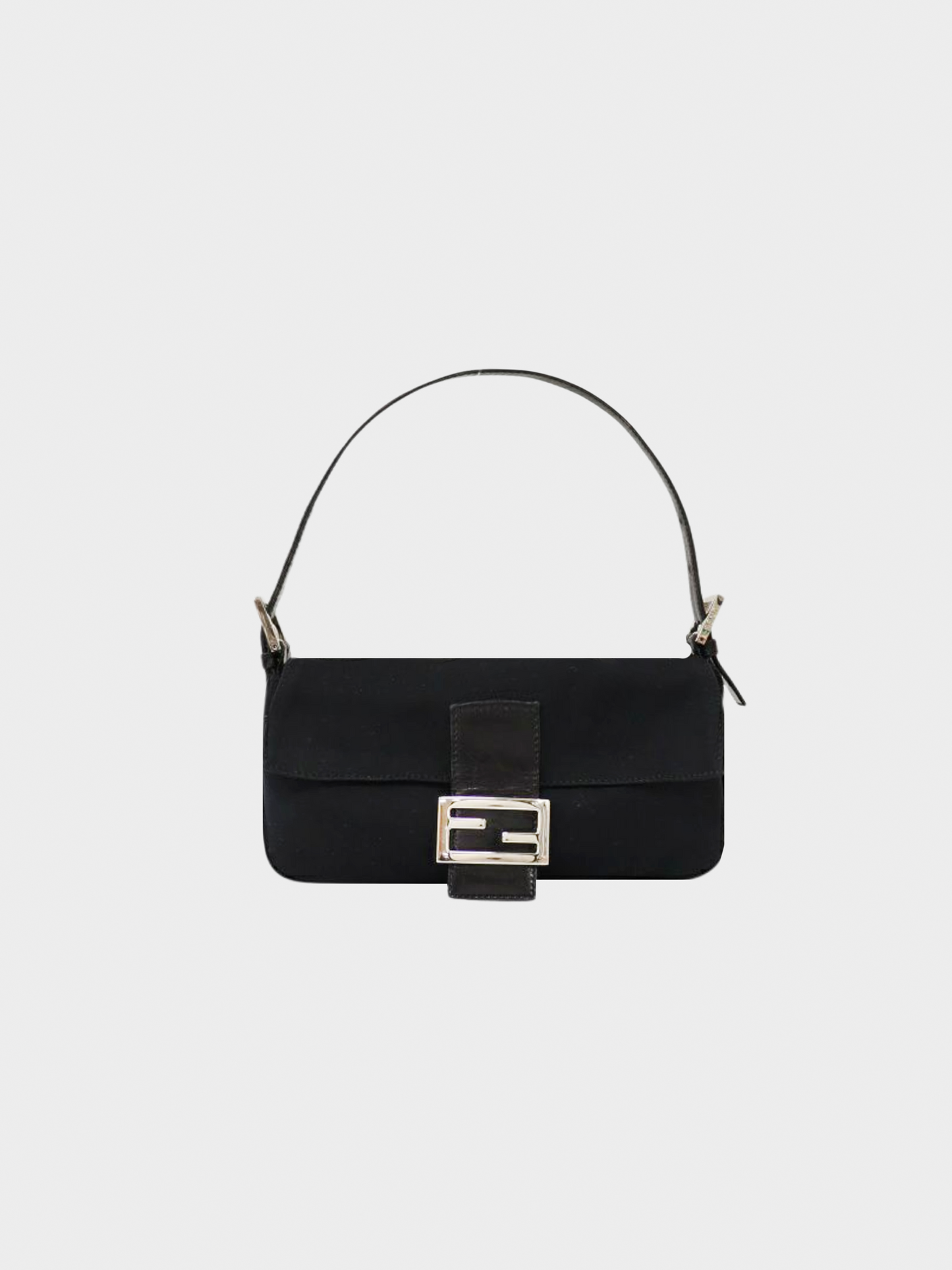 Fendi 2000s Black Cotton Jersey Mamma Baguette Bag