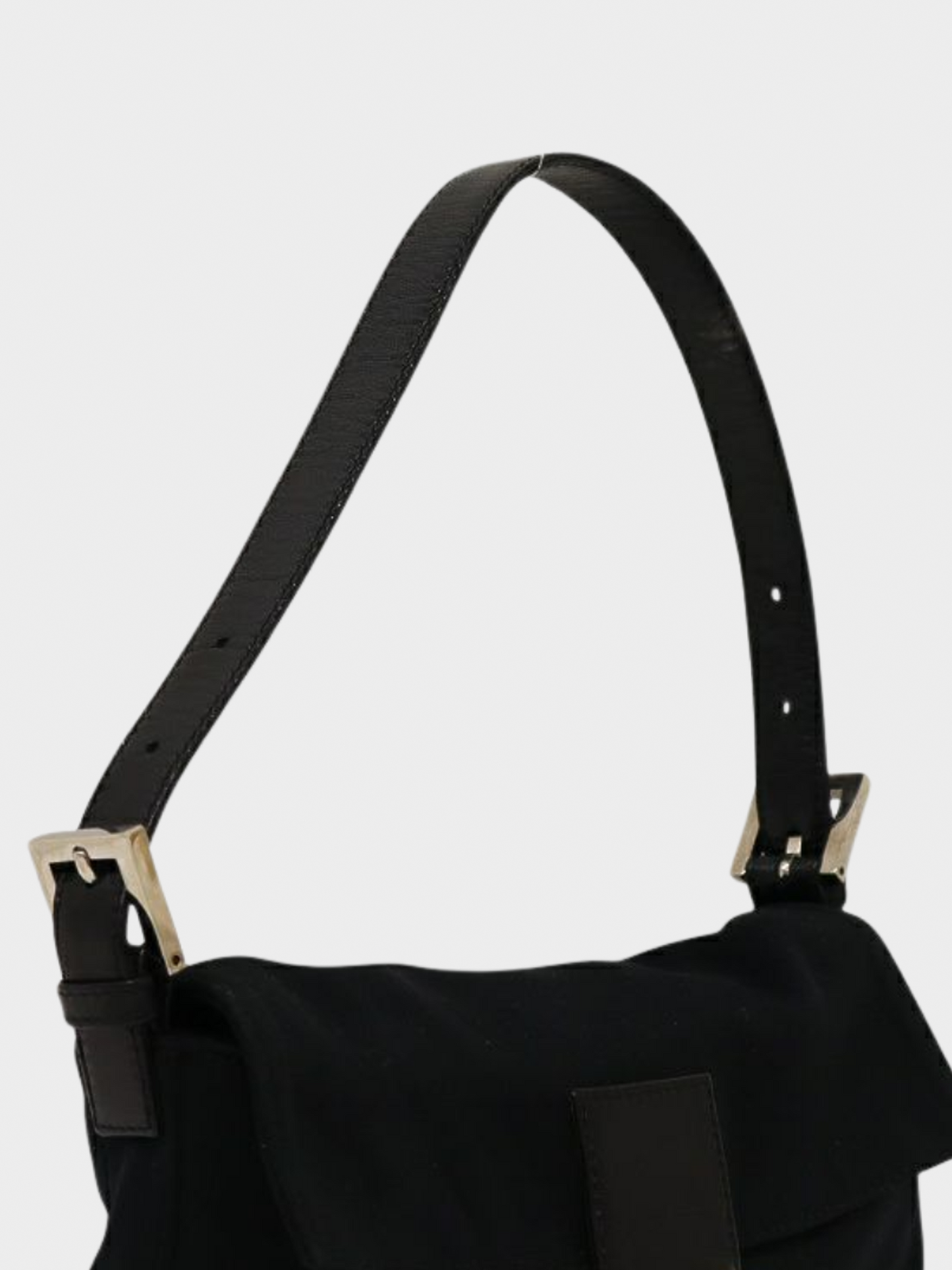 Fendi 2000s Black Cotton Jersey Mamma Baguette Bag