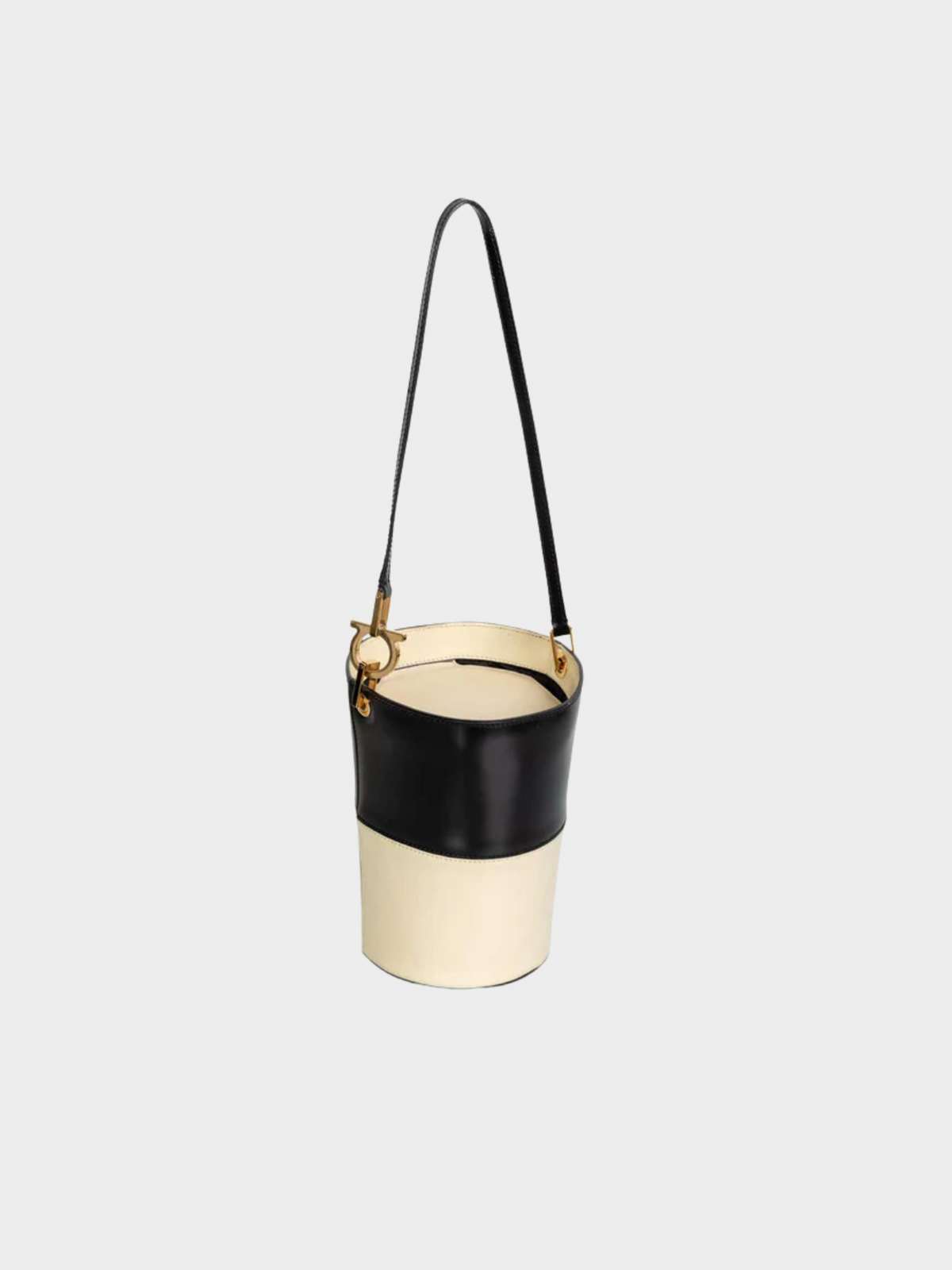 Ferragamo 1990s Black Creme Leather Bucket Bag