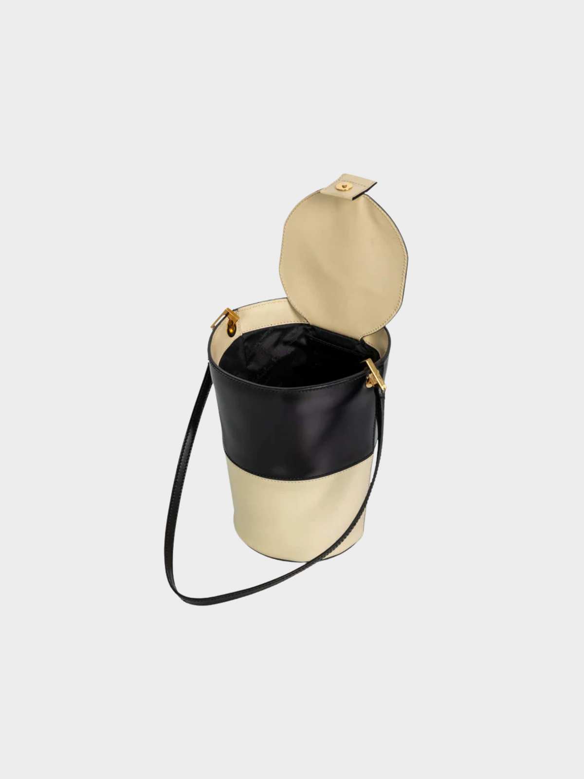 Ferragamo 1990s Black Creme Leather Bucket Bag