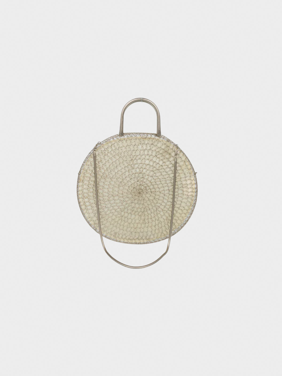 Salvatore Ferragamo 1990s Silver Wire Crochet Round Bag