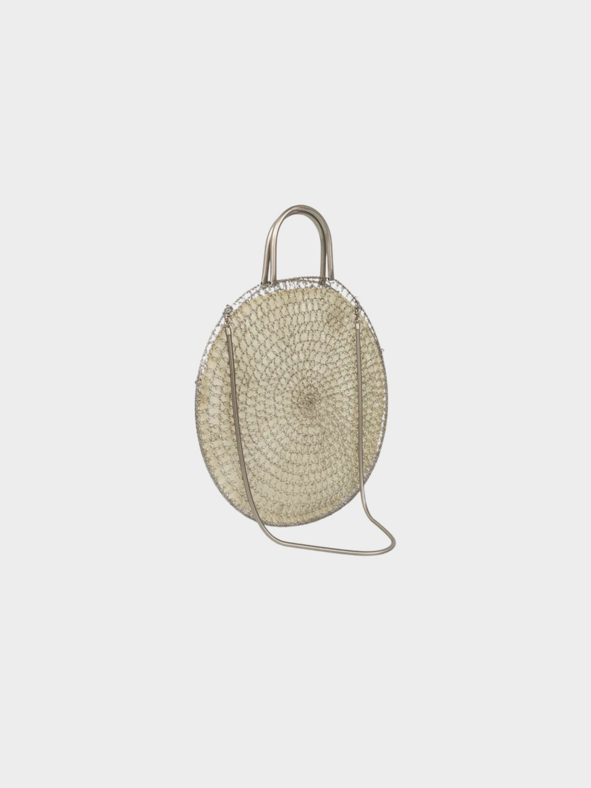 Salvatore Ferragamo 1990s Silver Wire Crochet Round Bag