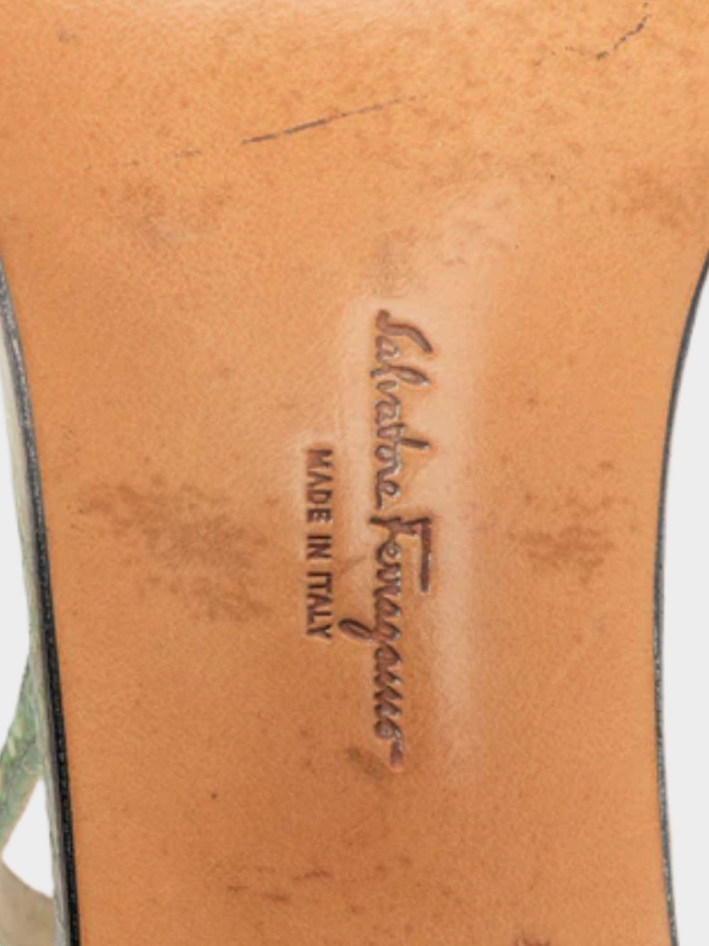 Salvatore Ferragamo 2010s Pastel Green Snakeskin Heels