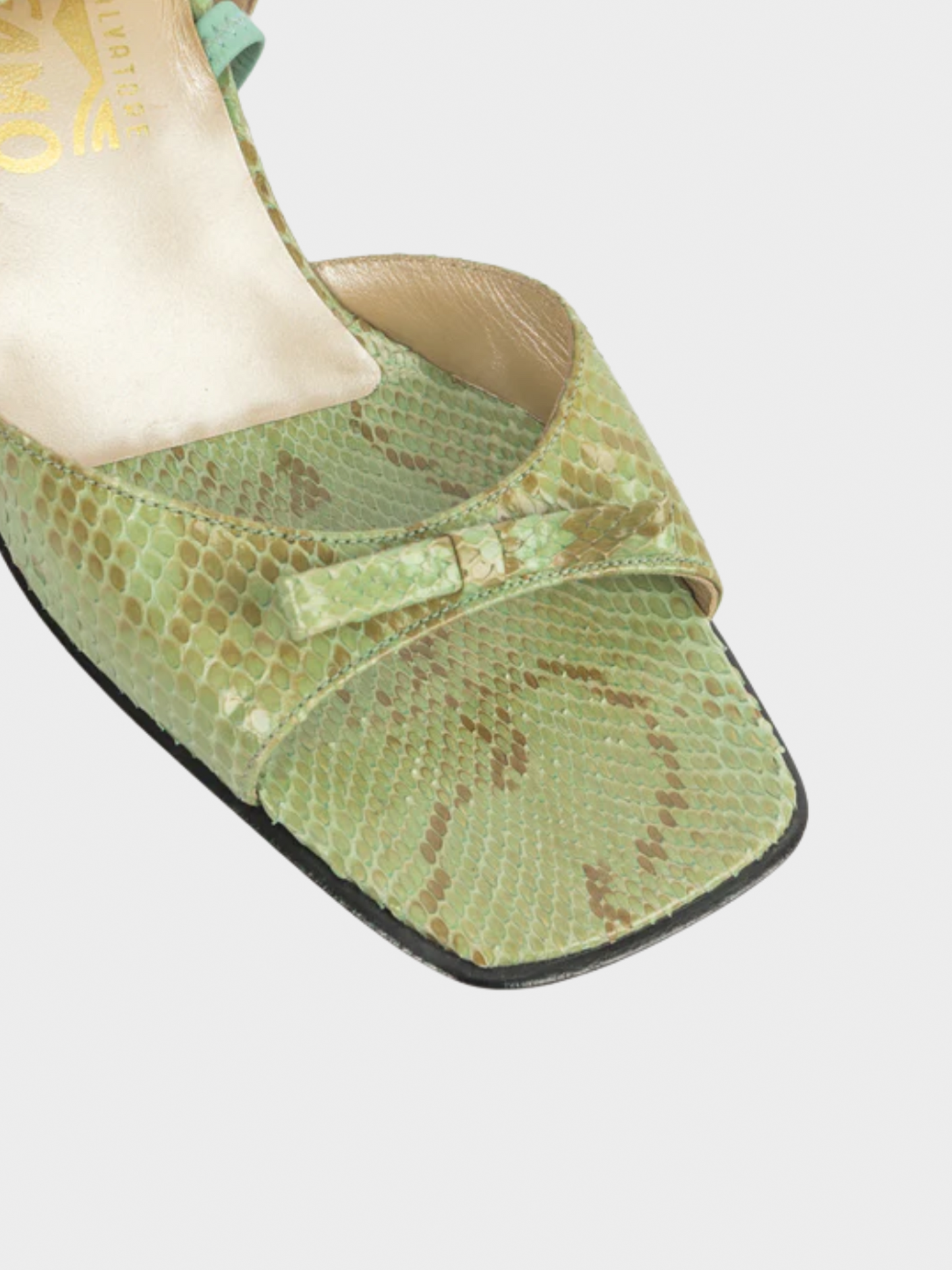 Salvatore Ferragamo 2010s Pastel Green Snakeskin Heels