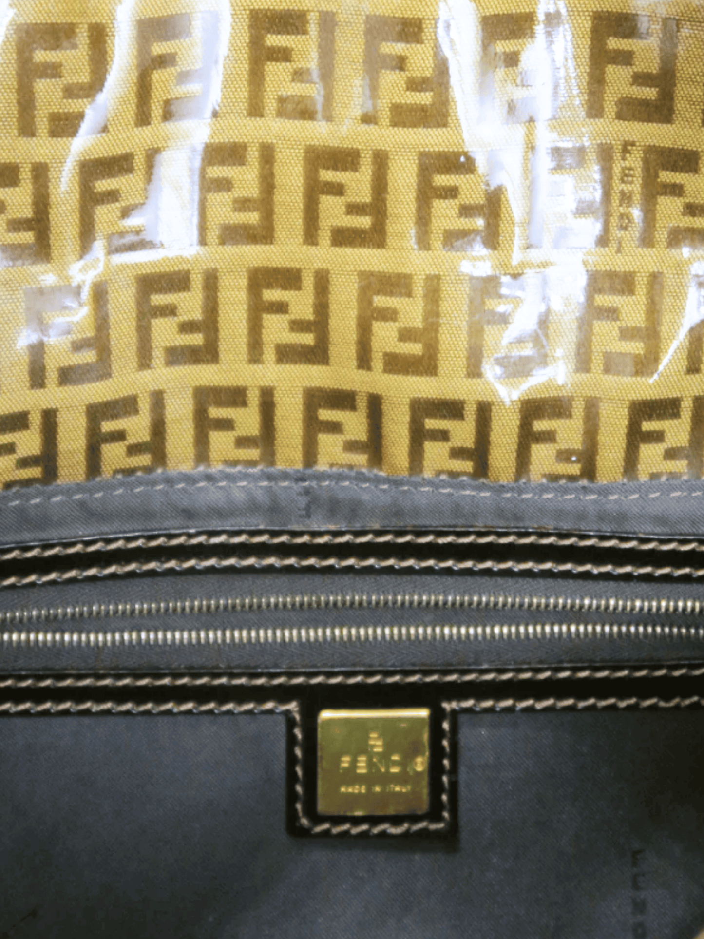 Fendi 2000s Brown Vinyl PVC Zucca Handbag