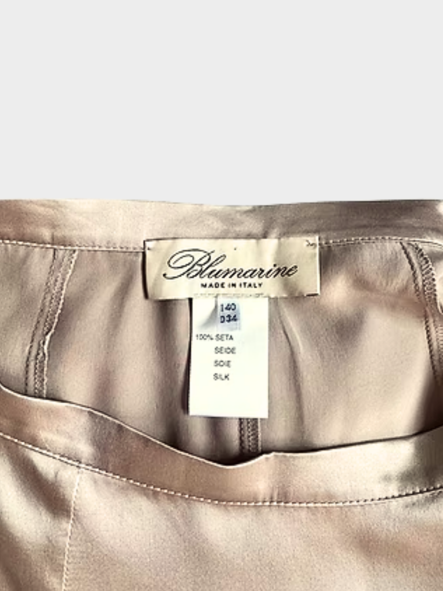 Blumarine 2000s Champagne Silk Ruffle Skirt