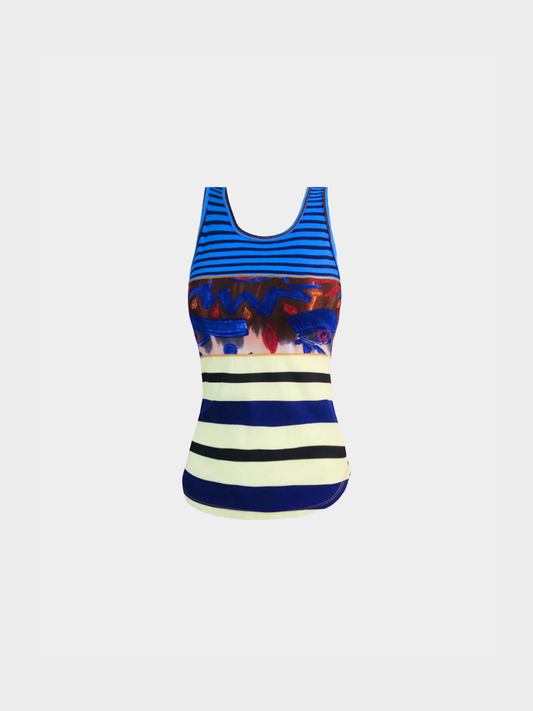 Jean Paul Gaultier 1990s Multicoloured Graphic Printed Tank Top