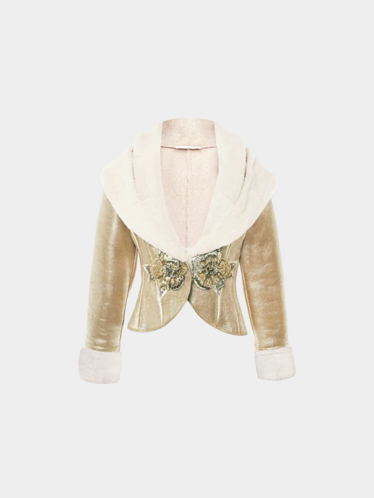 Valentino FW 2006 Gold Shearling Evening Jacket