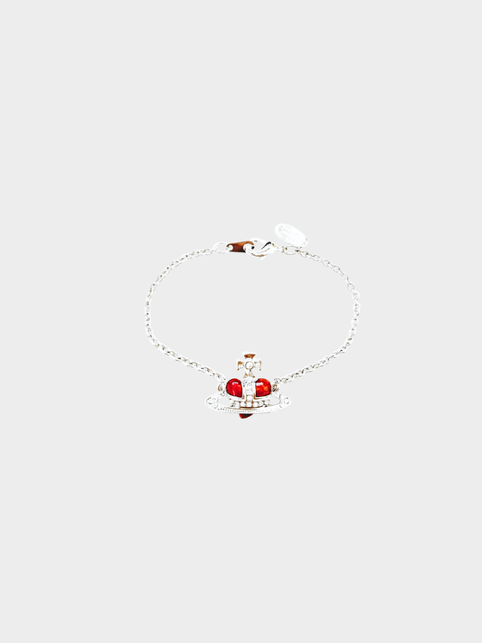 Vivienne Westwood 2010s Silver Diamante Heart Bracelet Orb