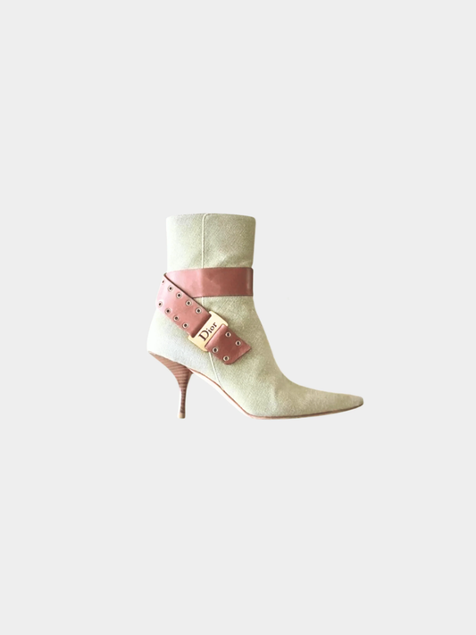 Christian Dior 2000s Canvas Colorblock Pattern Sock Boots