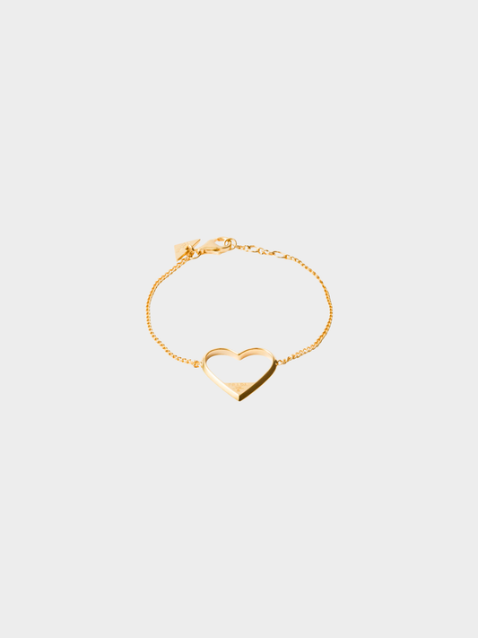 Prada 2020s Gold Metal Heart Logo Bracelet
