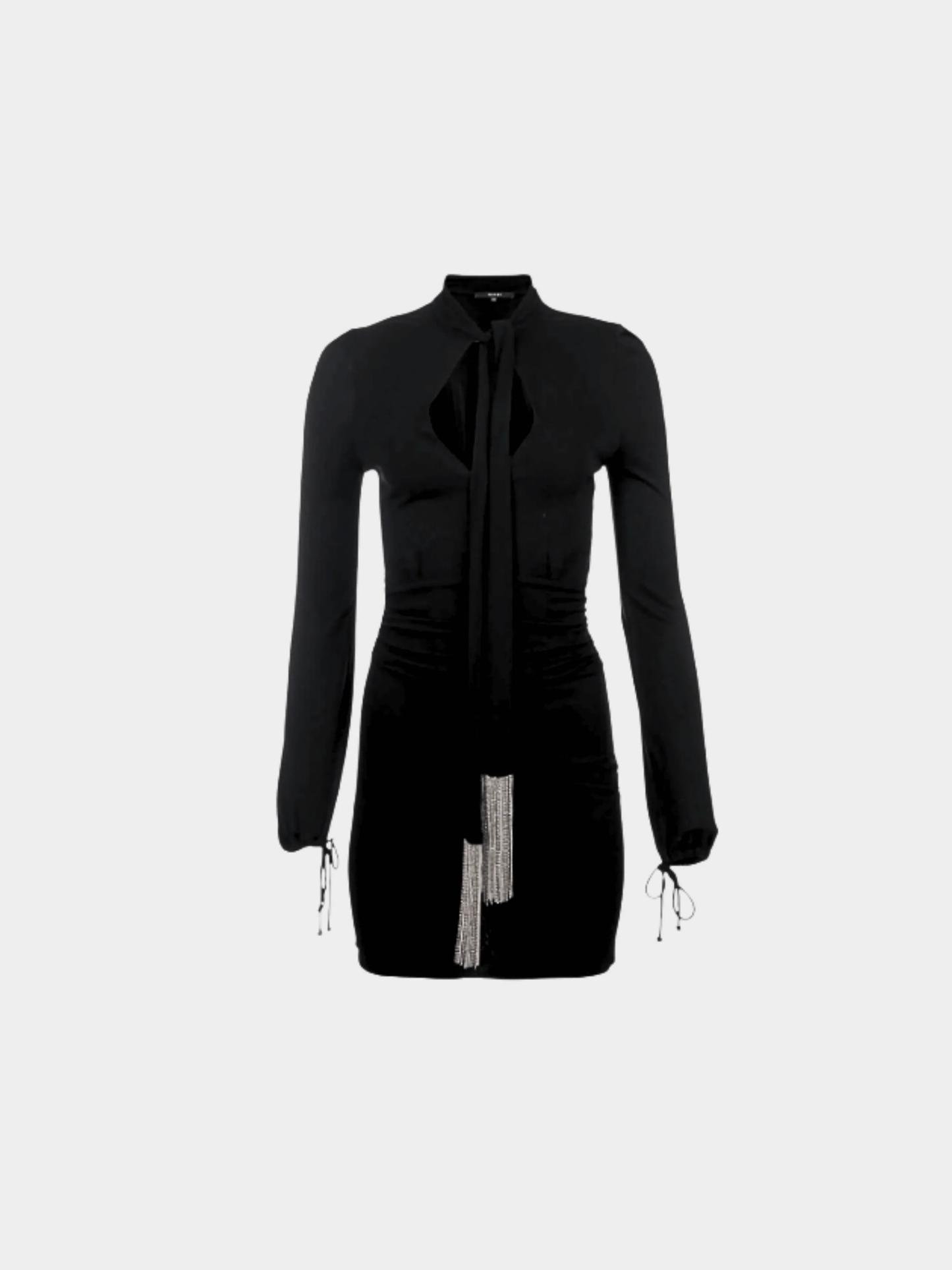 Gucci FW 2006 Runway Black Chain Fringe Low Cut Long Sleeve Dress