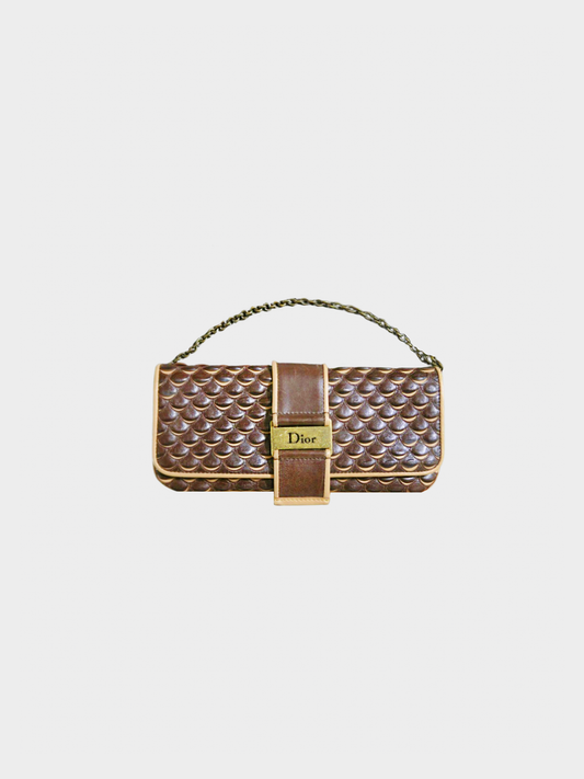 Christian Dior 2000s Brown Leather Clutch Bag