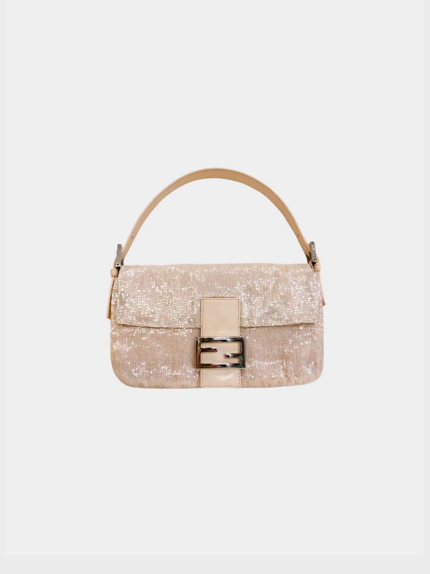 Fendi 2000s Beige Sequin Beaded Baguette