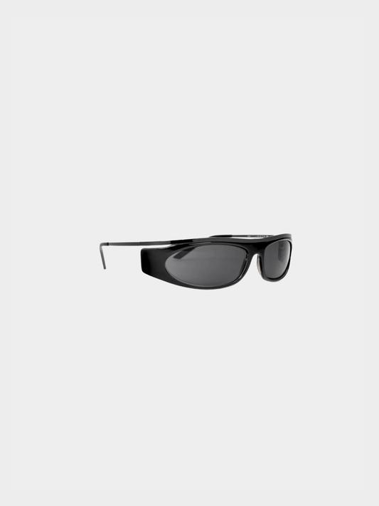 Dolce and Gabbana 2010s Black Acetate Logo-Temple Wrap Sunglasses