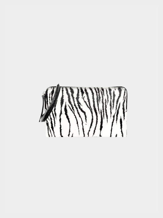 Lanvin 2000s Zebra PonyHair and Leather Oversized Clutch