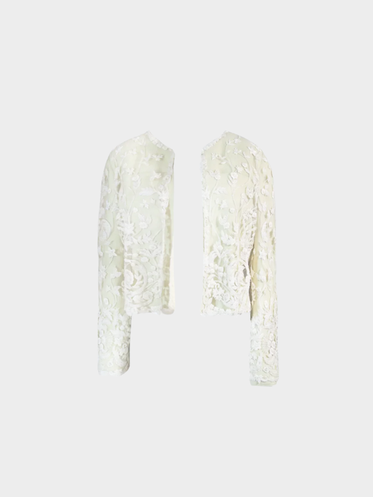Valentino FW 2000 Runway Beige Lace and Shearling Jacket