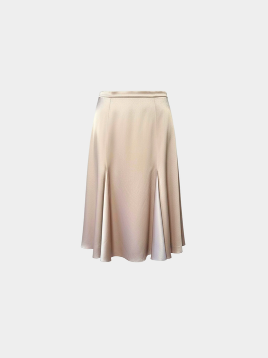 Blumarine 2000s Champagne Silk Ruffle Skirt