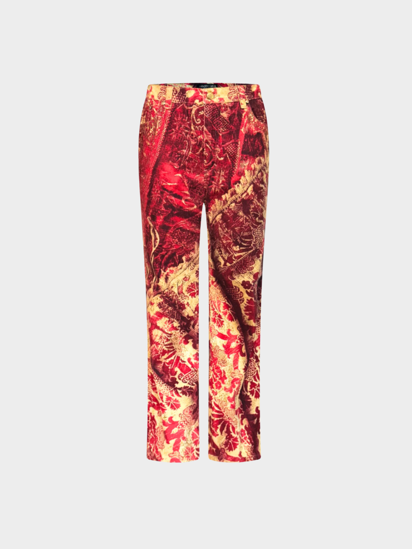 Roberto Cavalli FW 2002 Red Baroque Denim Pants