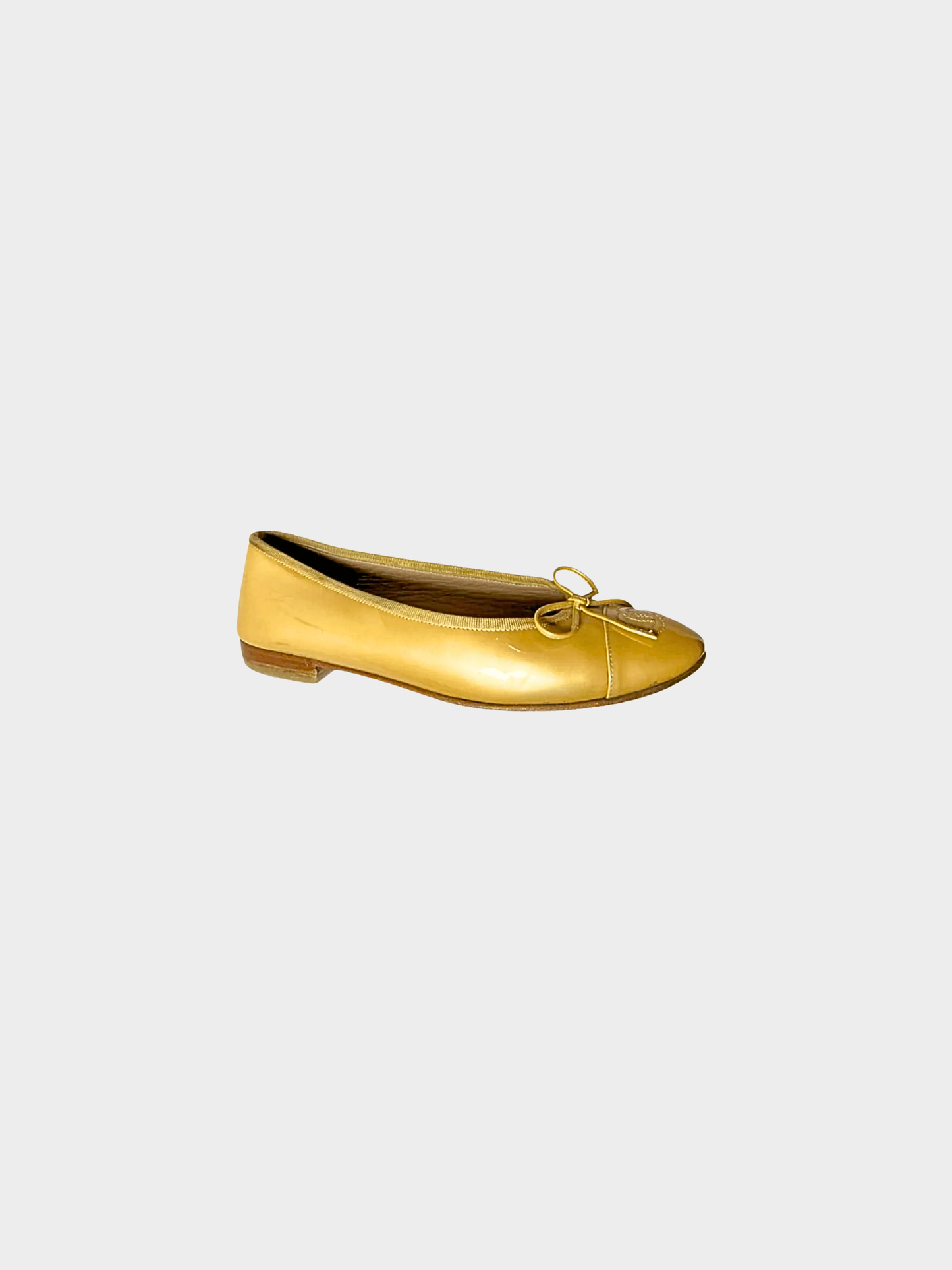 Chanel 2000s Mustard Yellow CC Interlocking Logo Ballet Flats
