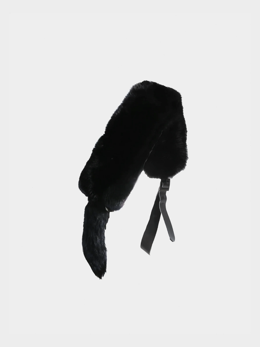 Valentino 1990s Black Fur Etole Body Scarf