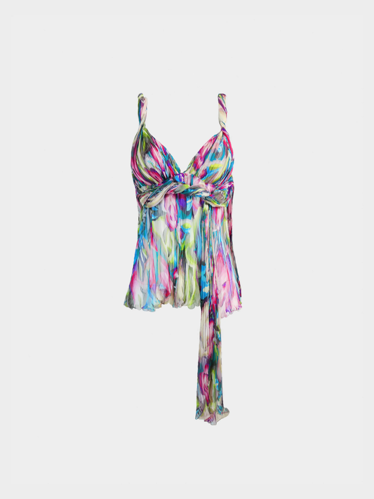 Missoni 2000s Vibrant Multicoloured Graphic Silk Top